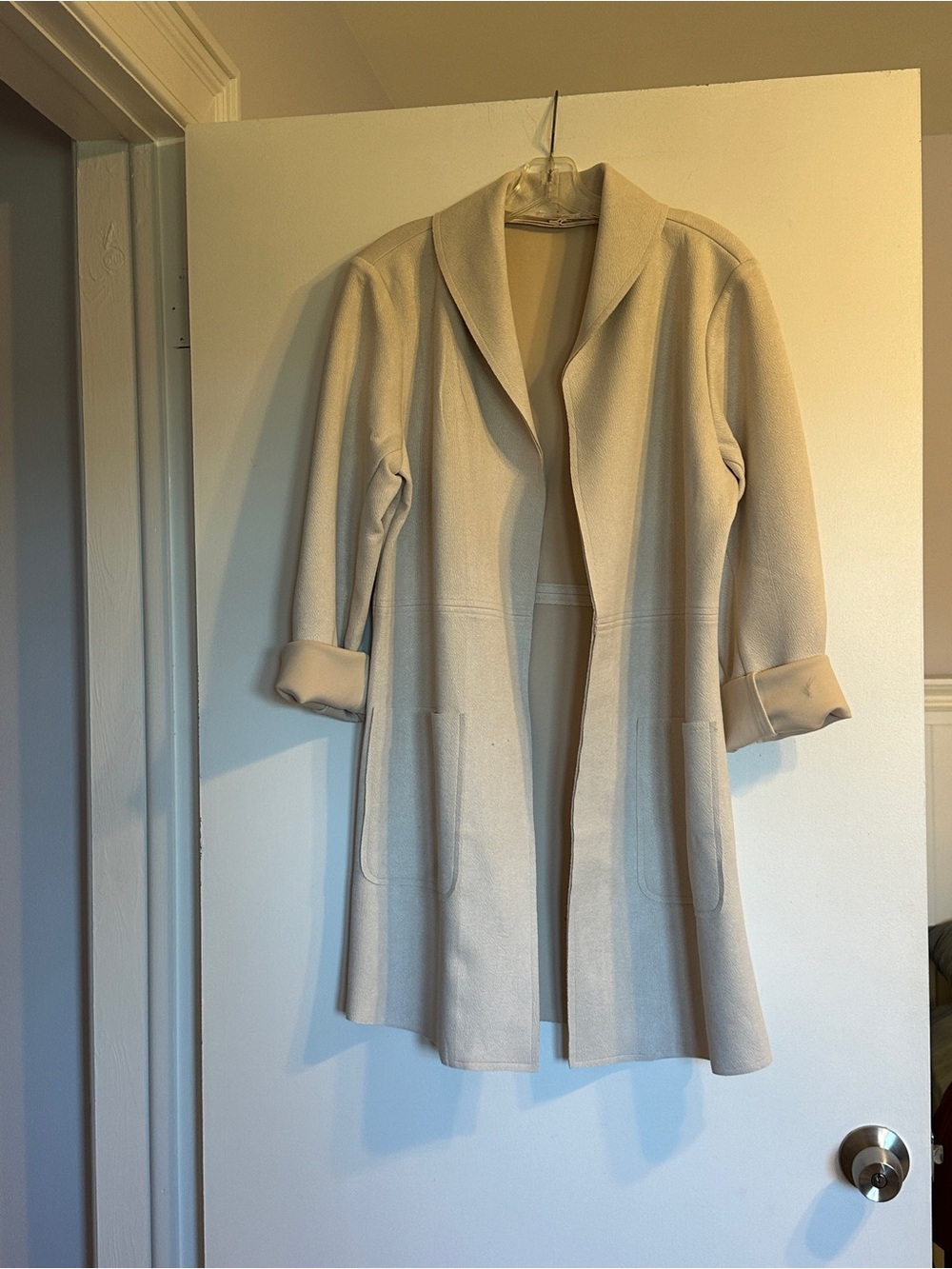 Olivia Grey Open-Front Long Coat